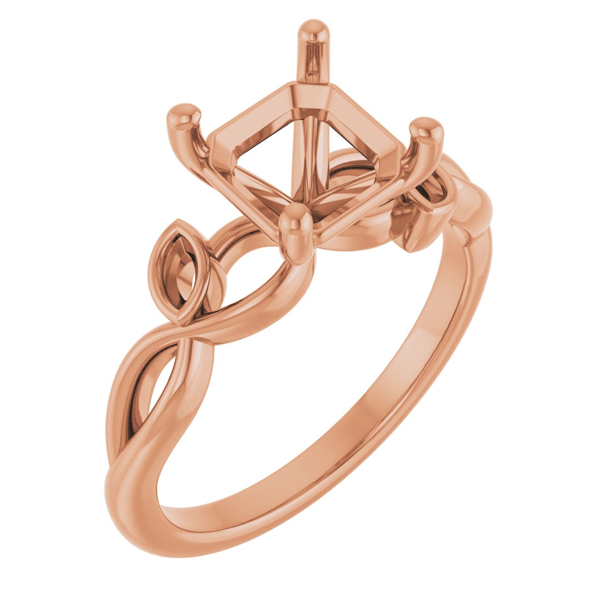 Accented Floral Engagement Ring