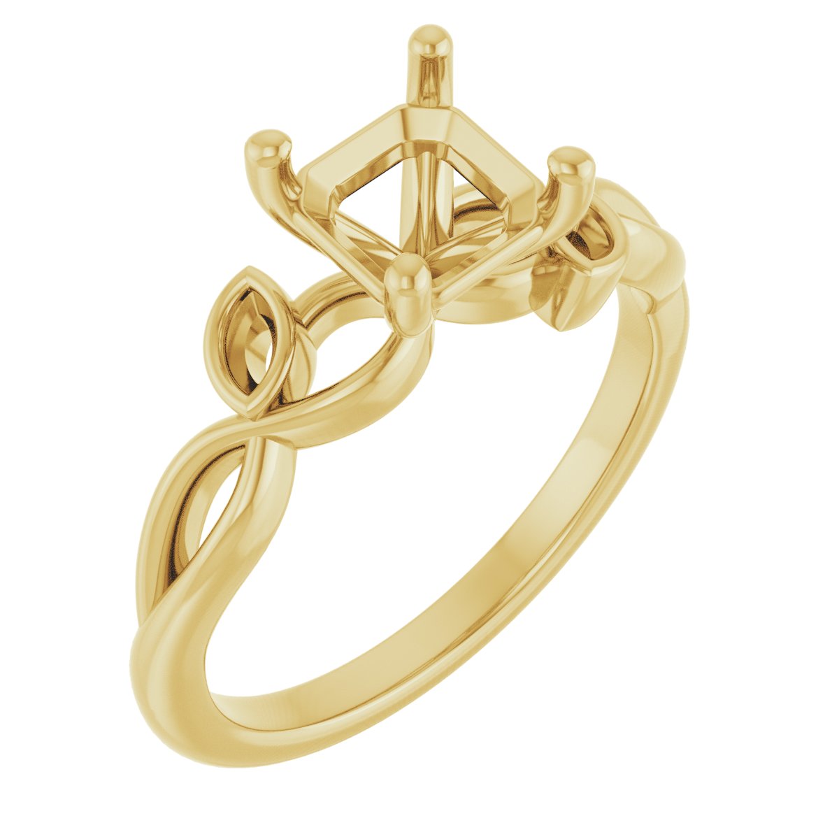 Accented Floral Engagement Ring