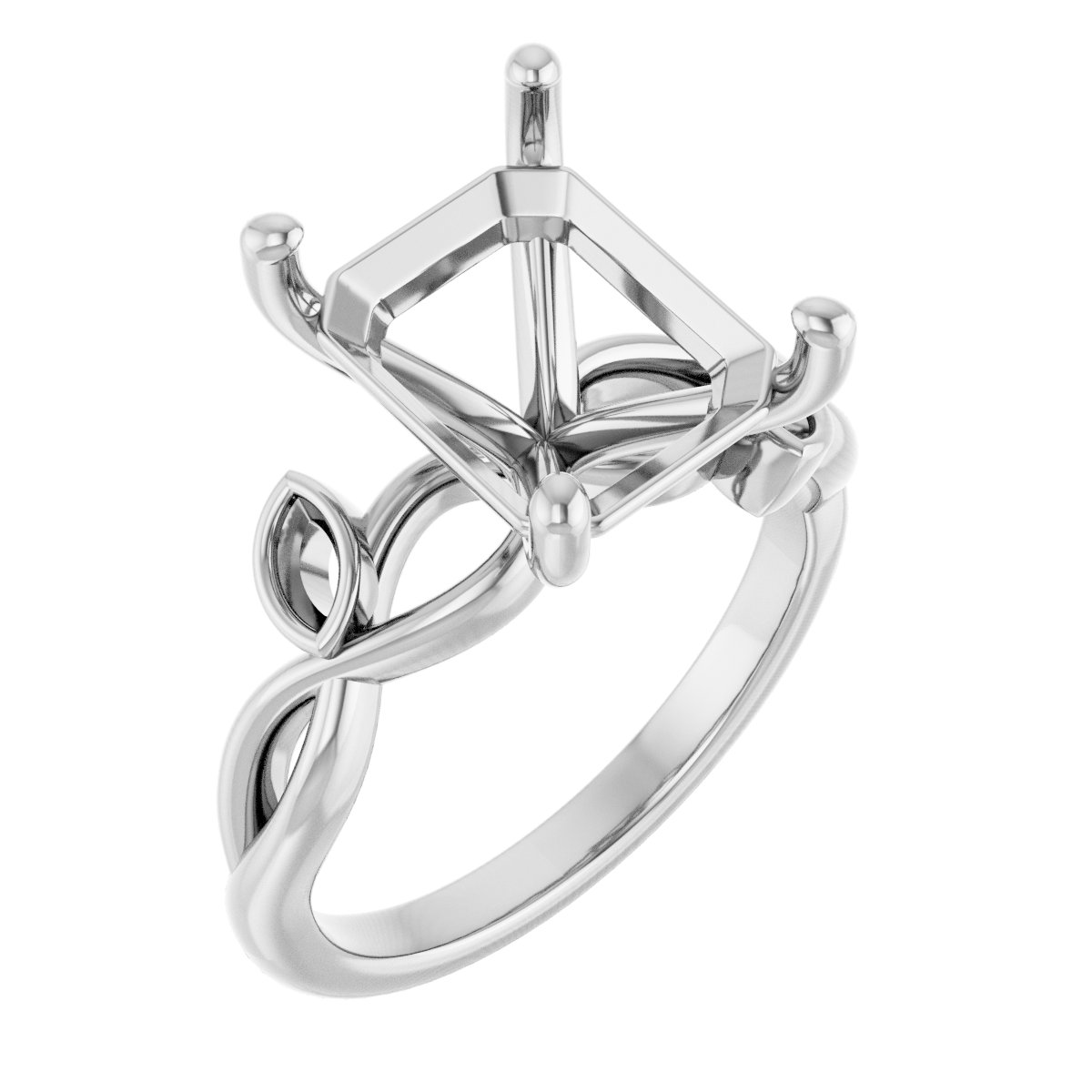 Accented Floral Engagement Ring