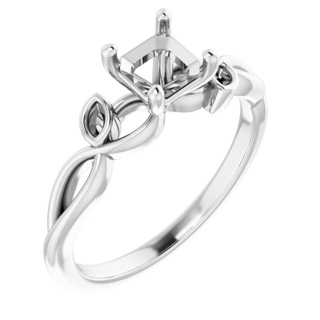 Accented Floral Engagement Ring