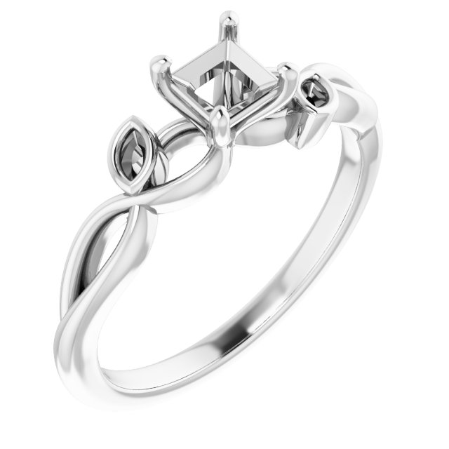 Accented Floral Engagement Ring
