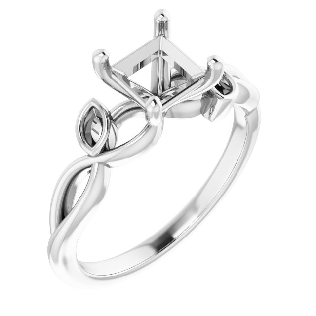 Accented Floral Engagement Ring
