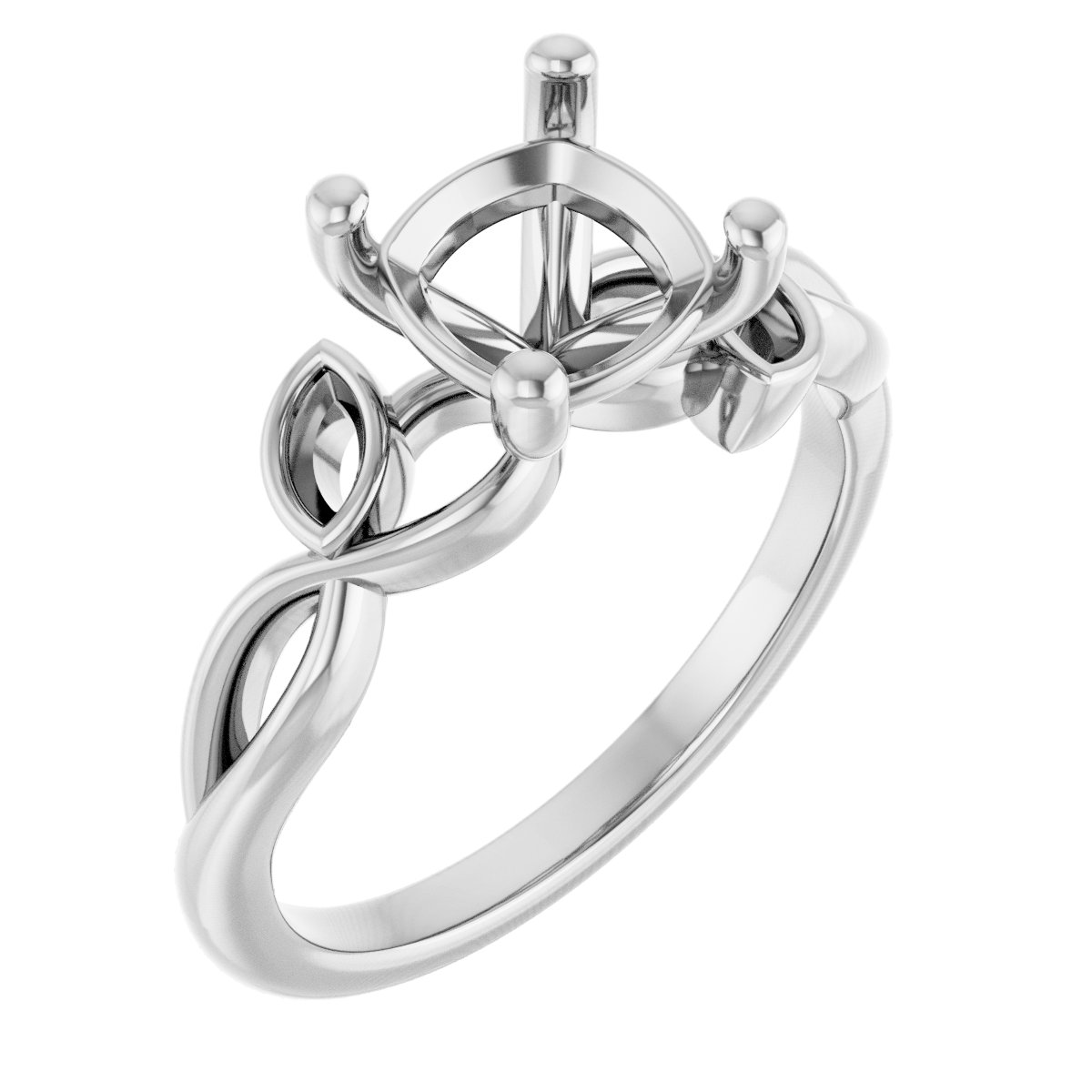 Accented Floral Engagement Ring