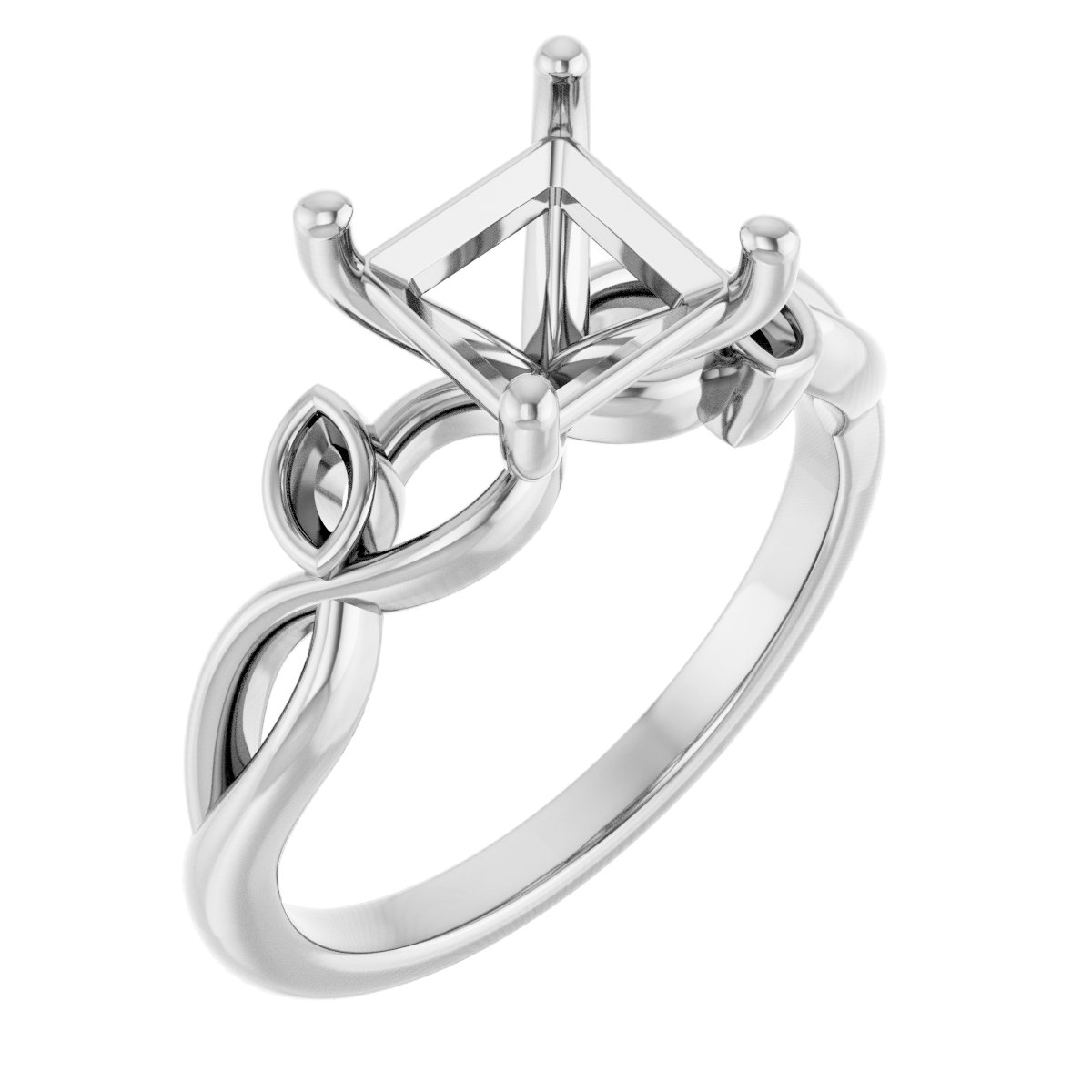 Accented Floral Engagement Ring