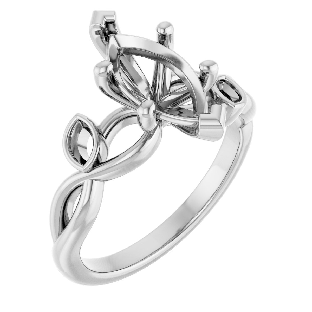 Accented Floral Engagement Ring