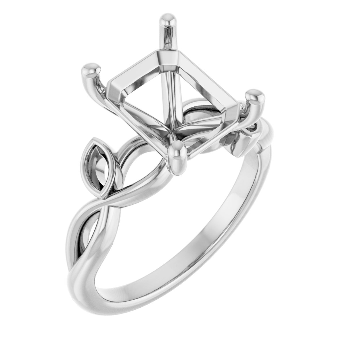 Accented Floral Engagement Ring