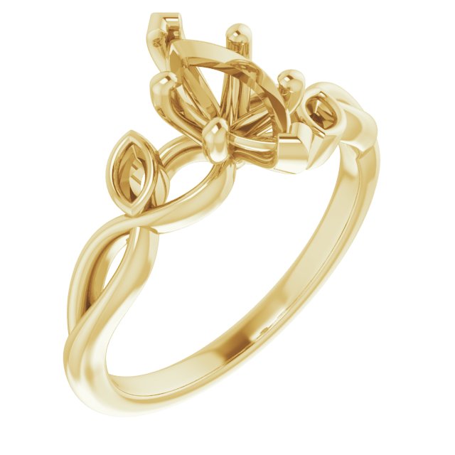 Accented Floral Engagement Ring