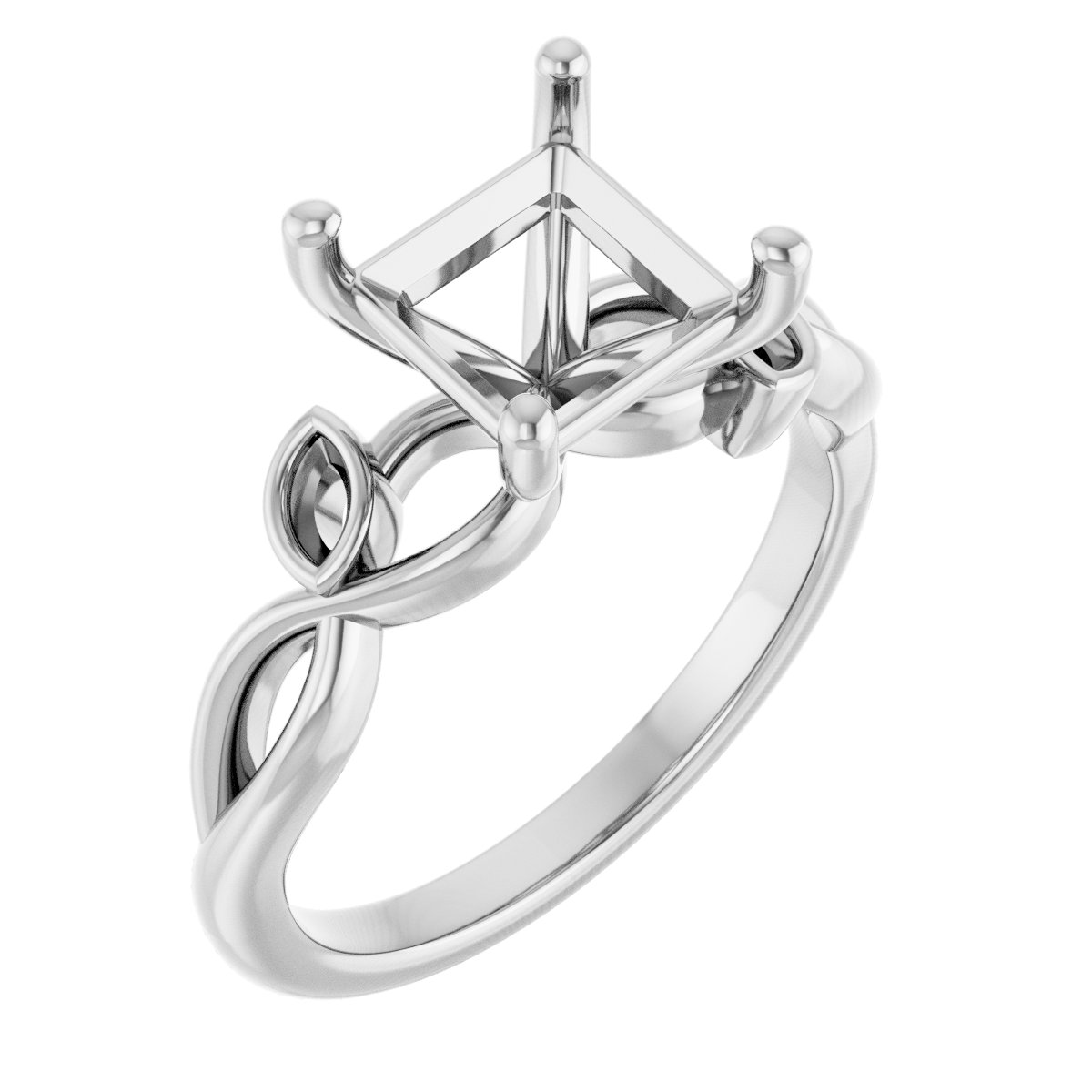 Accented Floral Engagement Ring