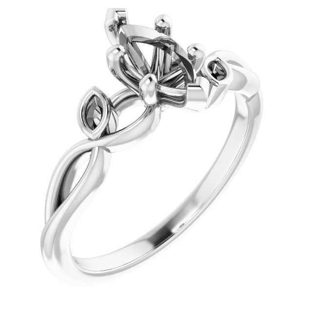 Accented Floral Engagement Ring