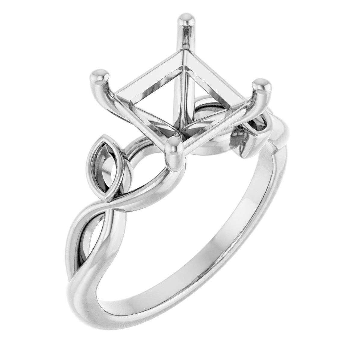 Accented Floral Engagement Ring