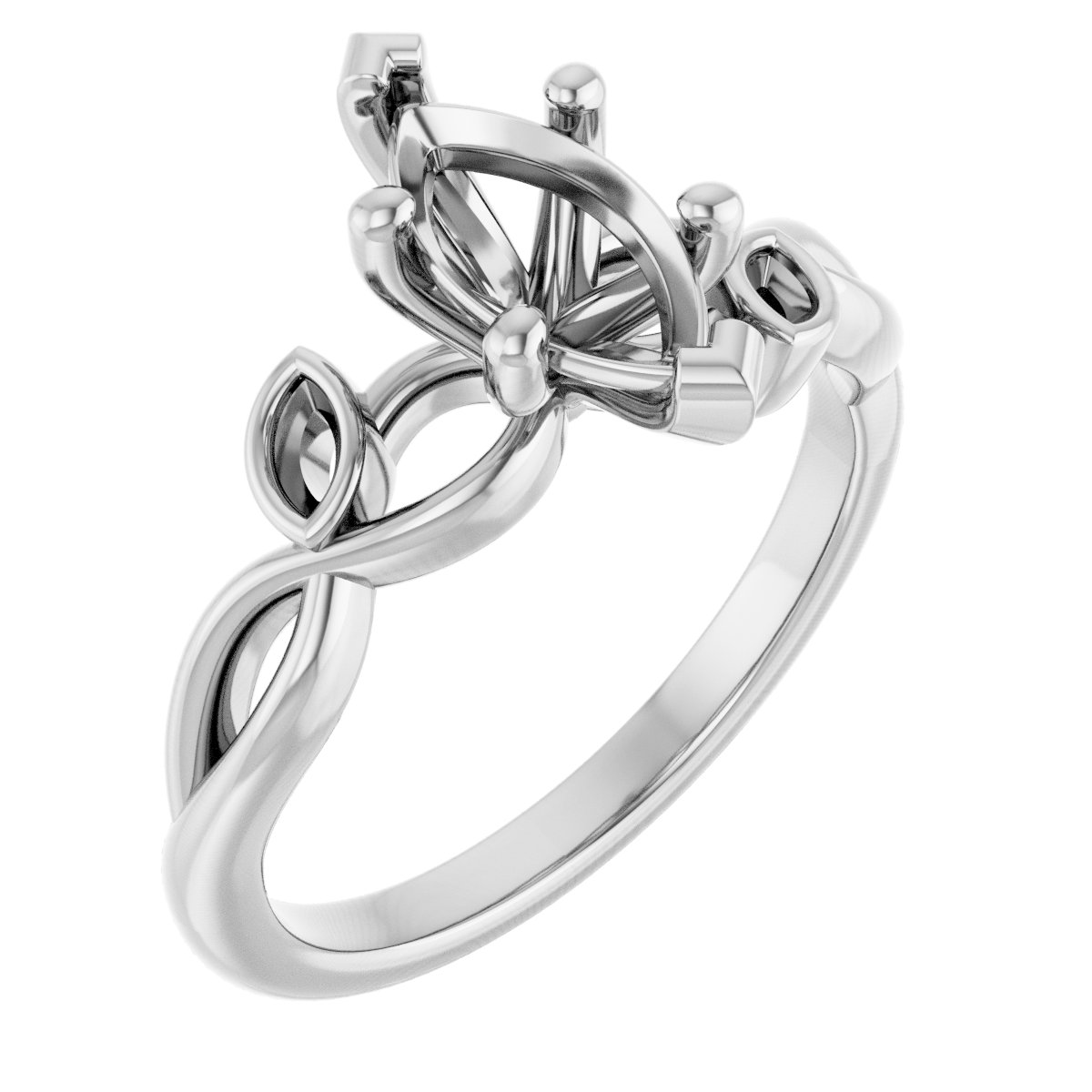 Accented Floral Engagement Ring