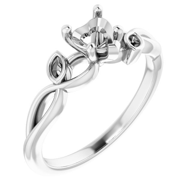 Accented Floral Engagement Ring