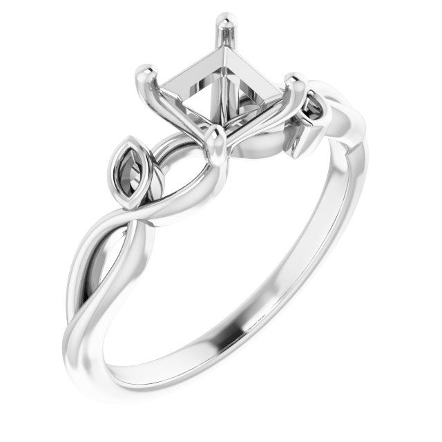 Accented Floral Engagement Ring
