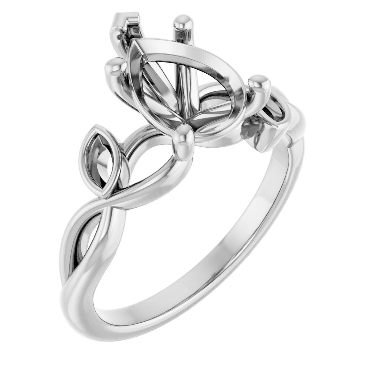 Accented Floral Engagement Ring
