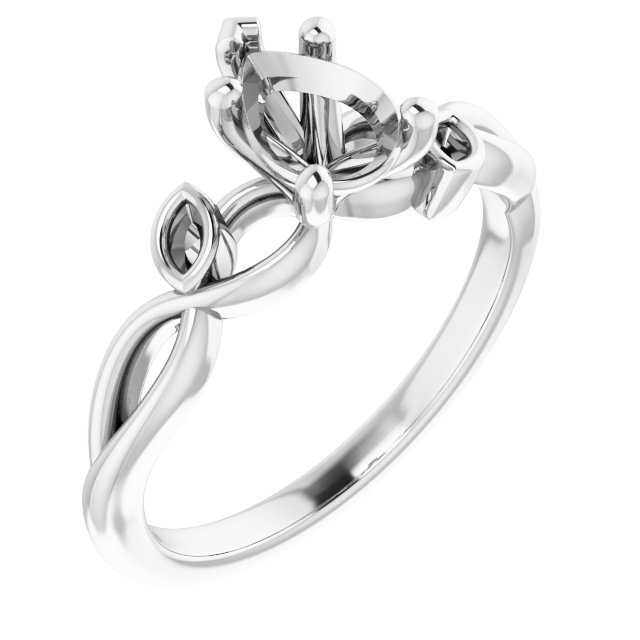 Accented Floral Engagement Ring