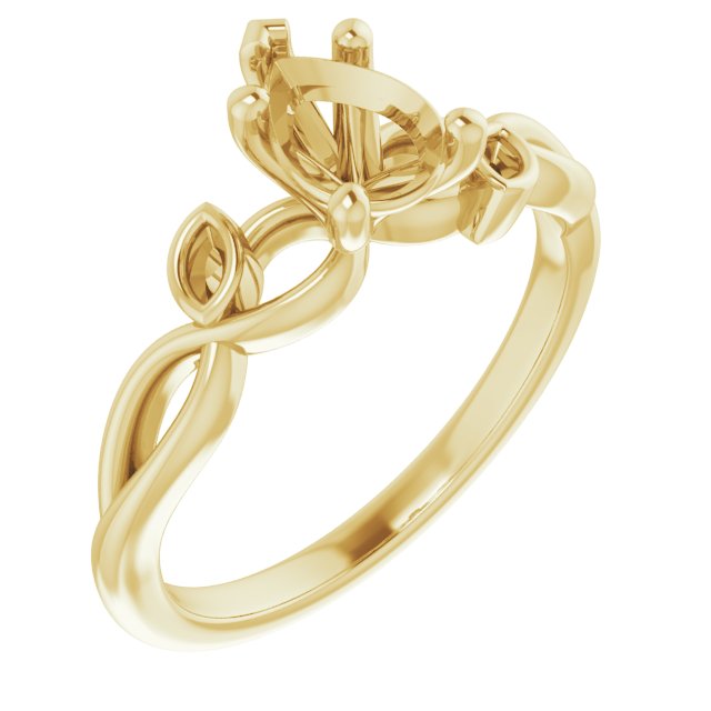 Accented Floral Engagement Ring
