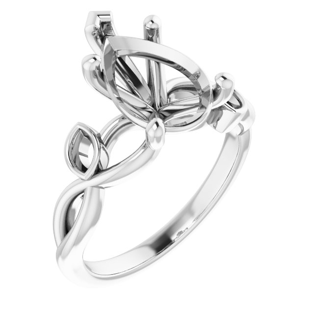 Accented Floral Engagement Ring