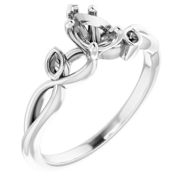 Accented Floral Engagement Ring