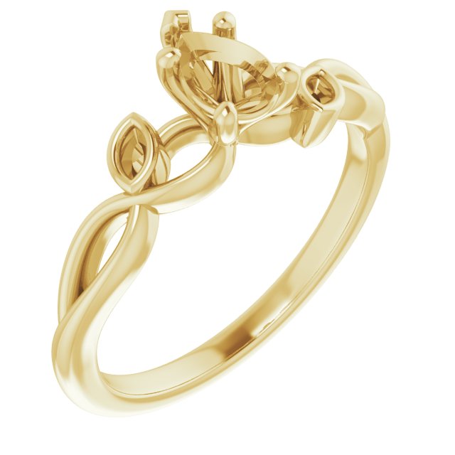 Accented Floral Engagement Ring