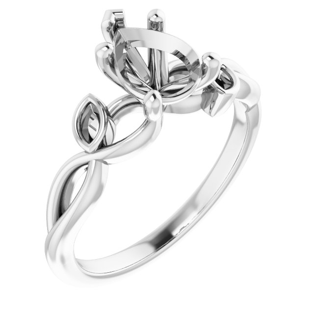 Accented Floral Engagement Ring
