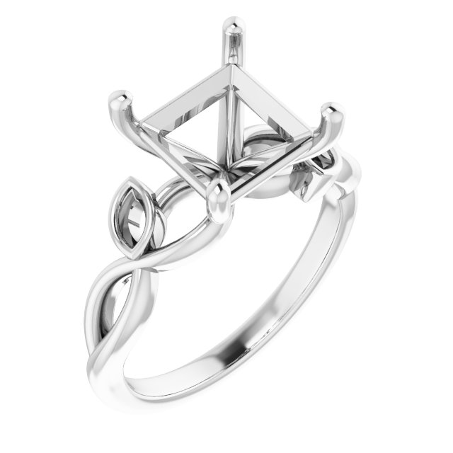 Accented Floral Engagement Ring