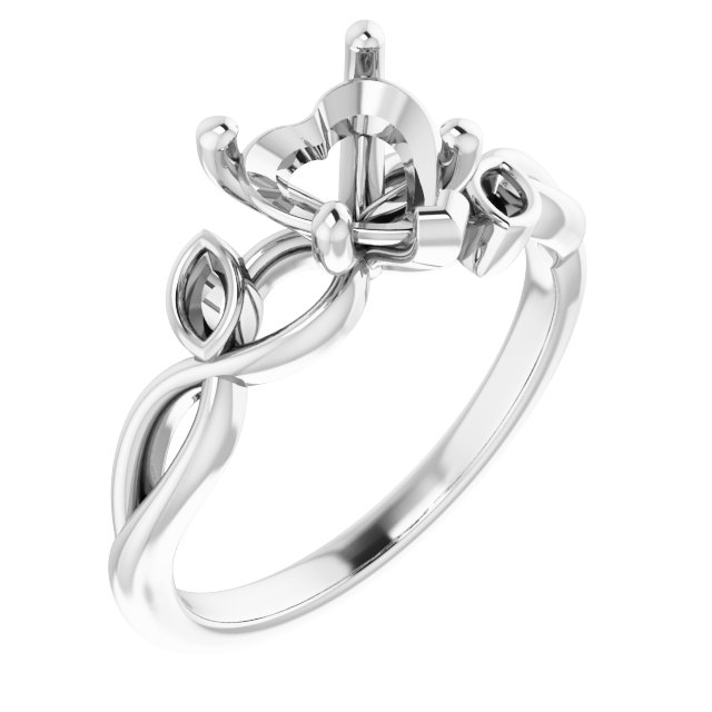 Accented Floral Engagement Ring