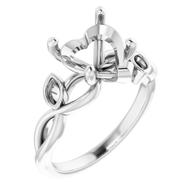 Accented Floral Engagement Ring
