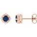 14K Rose Lab-Grown Blue Sapphire & .08 CTW Natural Diamond Halo-Style Earrings