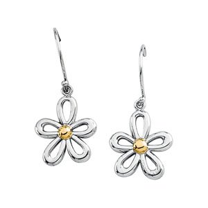 14K White/Yellow Floral Earrings 