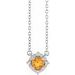 Sterling Silver Natural Citrine & .04 CTW Natural Diamond Halo-Style 18