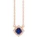 14K Rose Lab-Grown Blue Sapphire & .04 CTW Natural Diamond Halo-Style 18