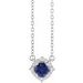 14K White Lab-Grown Blue Sapphire & .04 CTW Natural Diamond Halo-Style 18