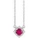 Sterling Silver Lab-Grown Ruby & .04 CTW Natural Diamond Halo-Style 18