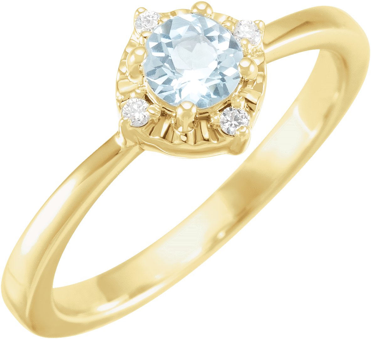 14K Yellow Natural Sky Blue Topaz and .04 CTW Natural Diamond Halo Style Ring Ref 17920197