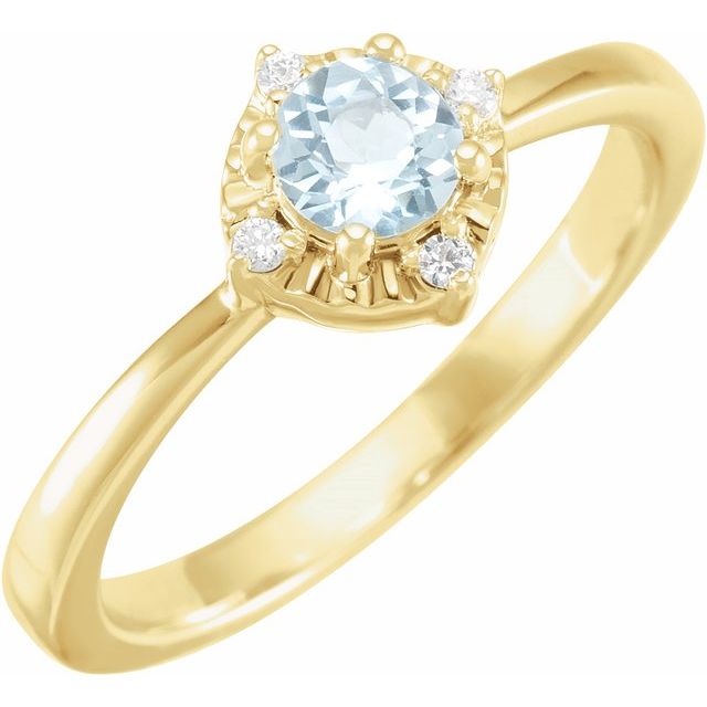 14K Yellow Natural Sky Blue Topaz & .04 CTW Natural Diamond Halo-Style Ring