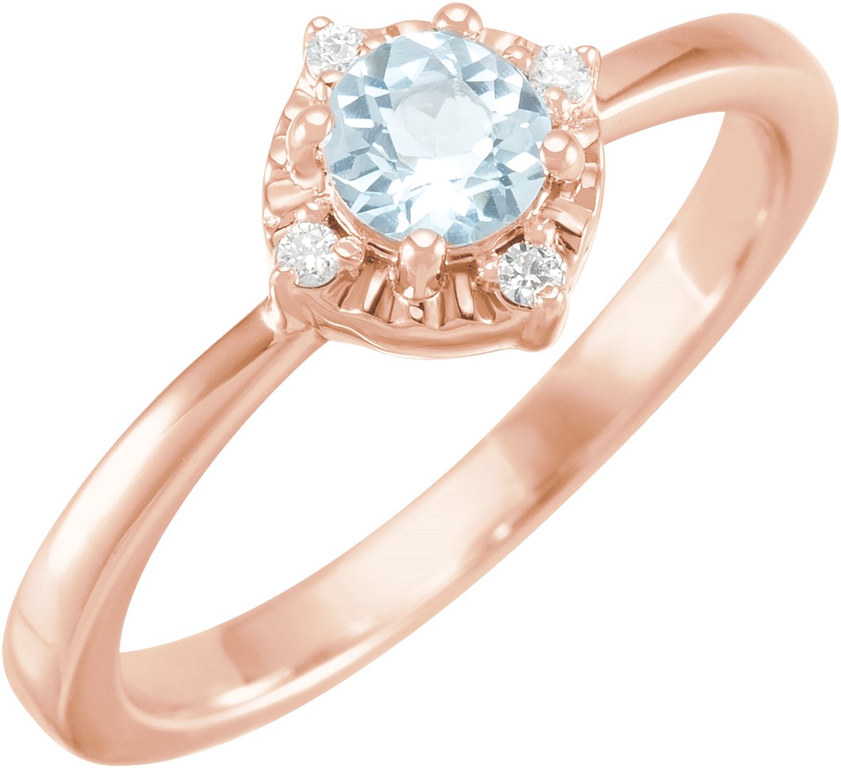 14K Rose Natural Sky Blue Topaz and .04 CTW Natural Diamond Halo Style Ring Ref 17920199