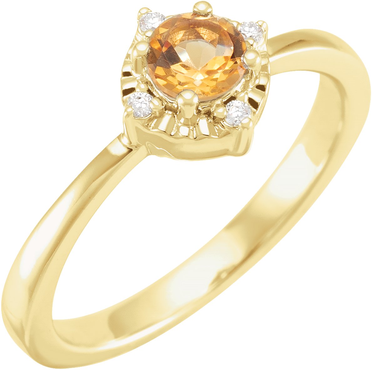 14K Yellow Natural Citrine & .04 CTW Natural Diamond Halo-Style Ring
