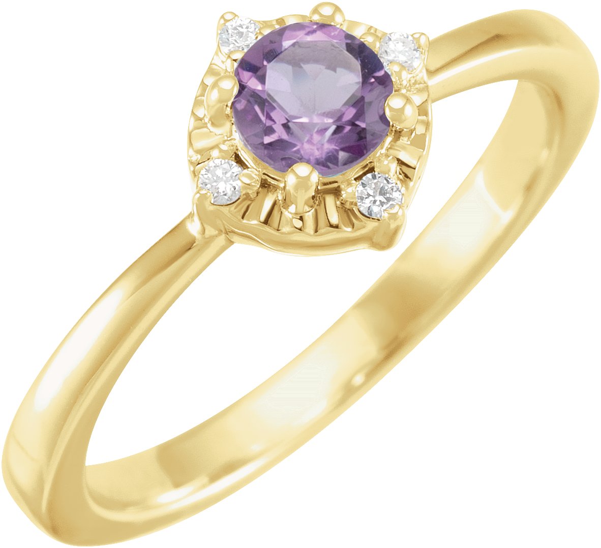 14K Yellow Natural Amethyst and .04 CTW Natural Diamond Halo Style Ring Ref 17920157