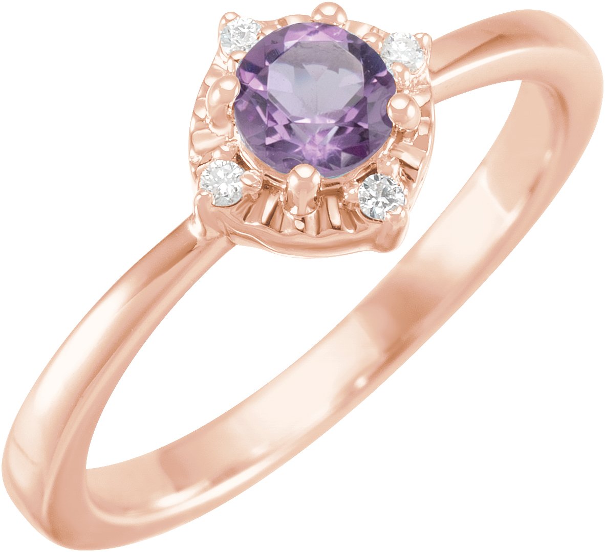 14K Rose Natural Amethyst and .04 CTW Natural Diamond Halo Style Ring Ref 17920159