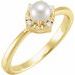 14K Yellow Cultured White Freshwater Pearl & .04 CTW Natural Diamond Halo-Style Ring