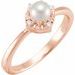 14K Rose Cultured White Freshwater Pearl & .04 CTW Natural Diamond Halo-Style Ring