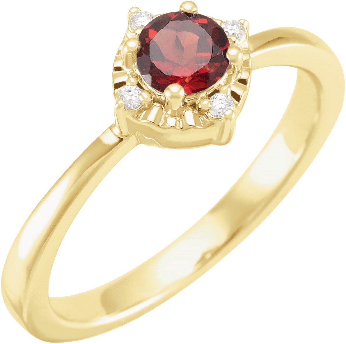 14K Yellow Natural Mozambique Garnet and .04 CTW Natural Diamond Halo Style Ring Ref 17920153