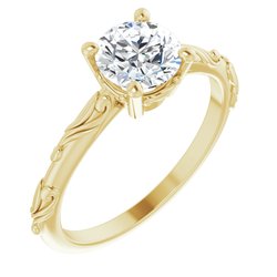 Solitaire Scroll Engagement Ring or Band
