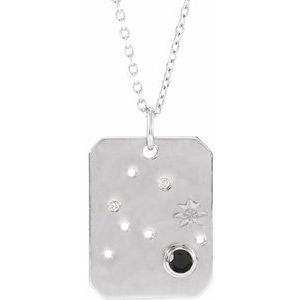 Sterling Silver Natural Black Spinel & .01 CTW Natural Diamond Aquarius Constellation 16-18" Necklace