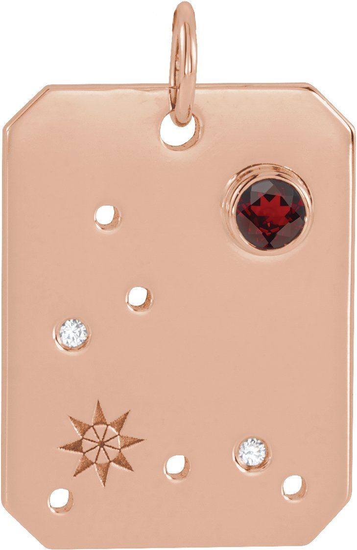 14K Rose Natural Mozambique Garnet and .0075 CTW Natural Diamond Pisces Zodiac Constellation Pendant Ref 17891263