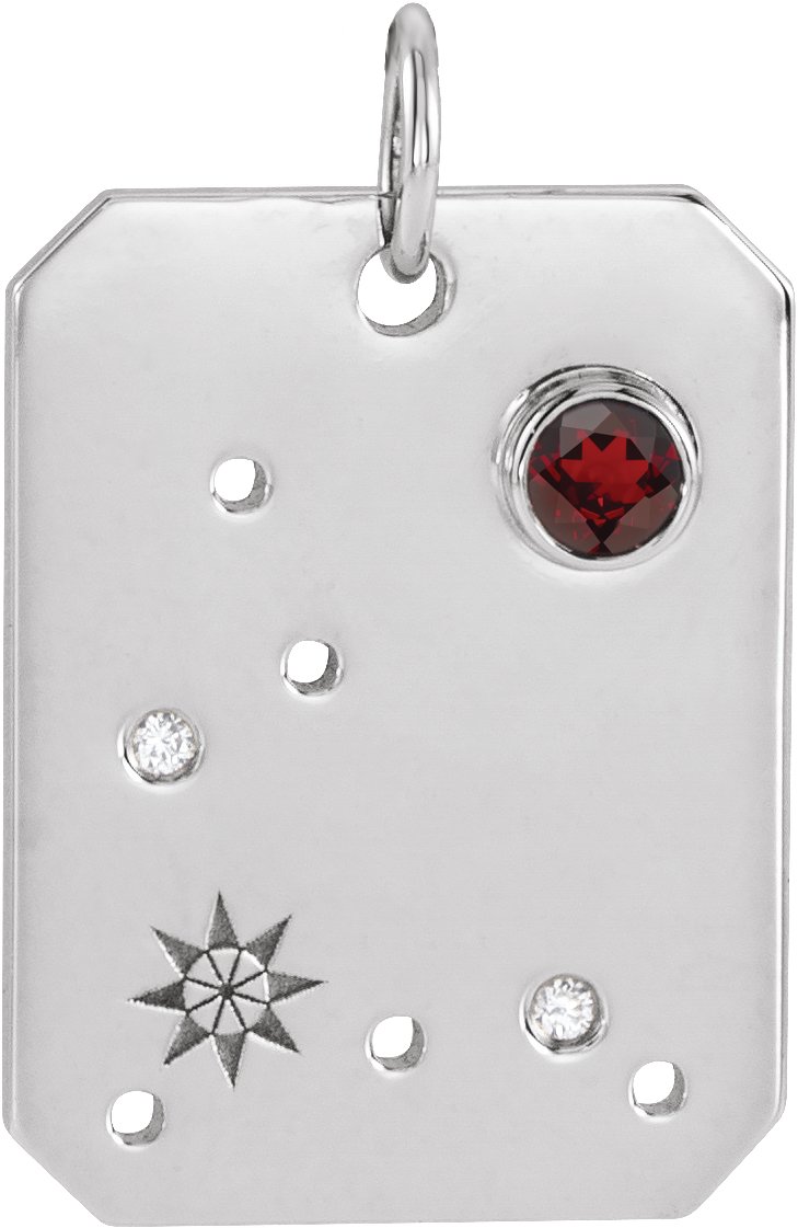 14K White Natural Mozambique Garnet and .0075 CTW Natural Diamond Pisces Zodiac Constellation Pendant Ref 17891264