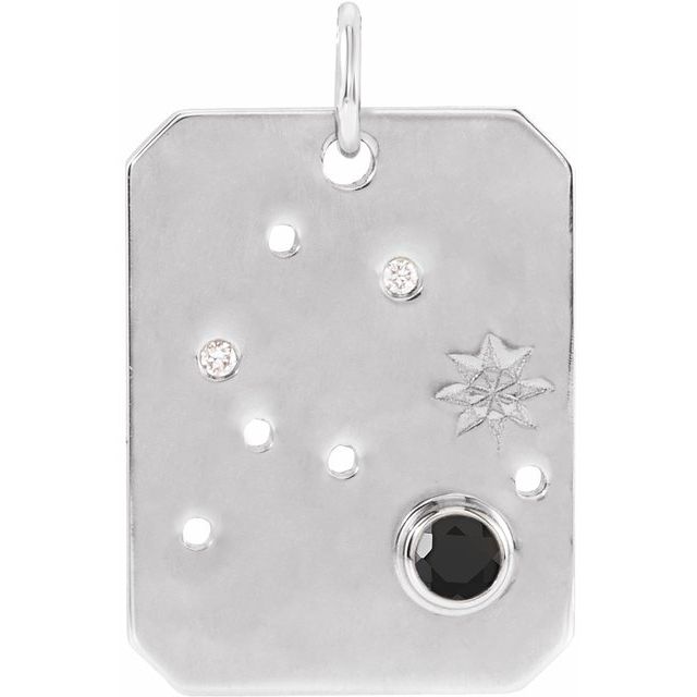 Sterling Silver Natural Black Spinel & .0075 CTW Natural Diamond Aquarius Zodiac Constellation Pendant