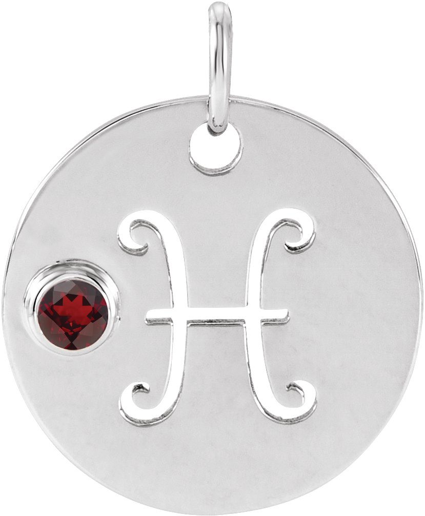 Platinum Natural Mozambique Garnet Pisces Zodiac Pendant Ref 17886472