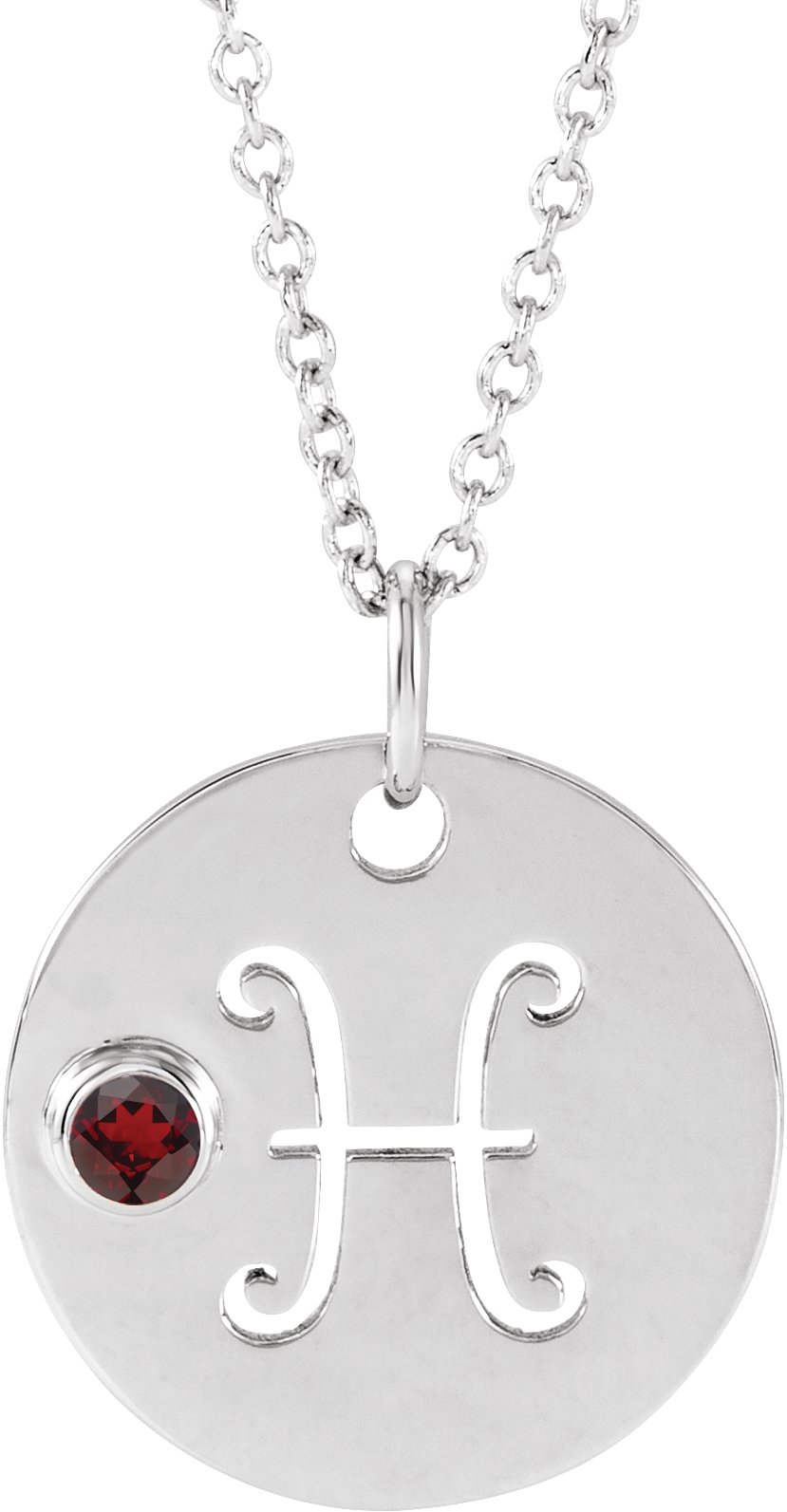 Platinum Natural Mozambique Garnet Pisces Zodiac 16 to 18 inch Necklace Ref 17886705