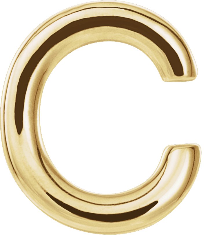 14K Yellow Single Initial C Earring